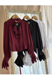 Miss Point The Lamplighter Of The Blood Night Asymmetric Sleeve Blouse(Reservation/3 Colours/Full Payment Without Shipping)